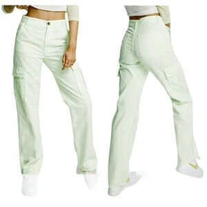 Stradivarius STR Cargo Pants sz 8 Women Pistachio Green Pockets Spring Coachella